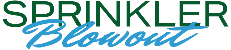 Sprinkler Blowout logo, letters only, rendered in the Sprinkler Blowout brand colors.